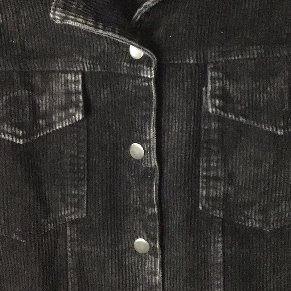 Distressed Black Wide Corduroy Jacket Sz Small - Picture 2 of 6